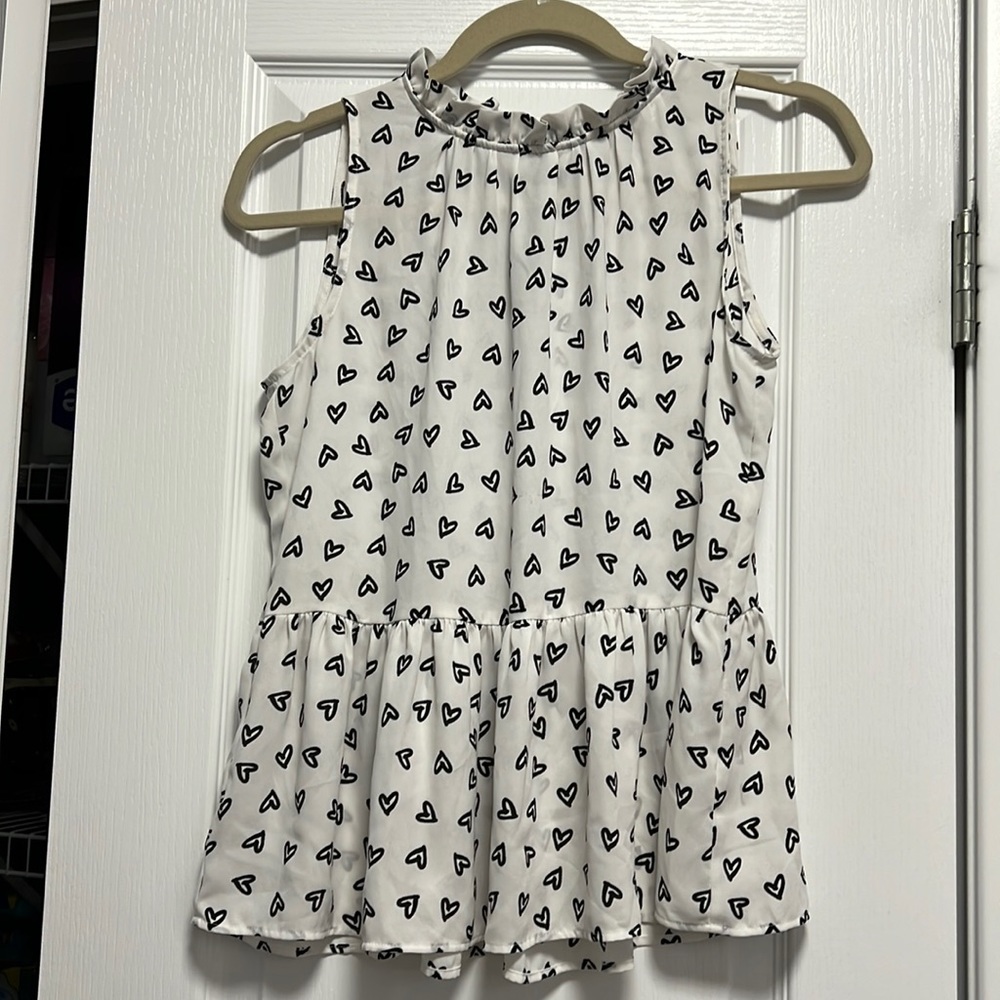 Peplum chiffon heart printed top